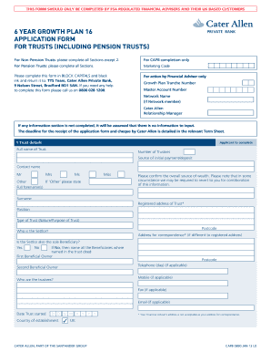 UK Trust Application Form for Financial Advisers