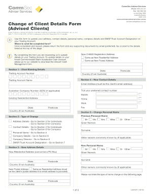 Change of Client Details Form