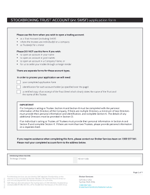 Stockbroking Trust Account Application Form