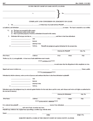 Complaint and Confession of Judgment on Lease