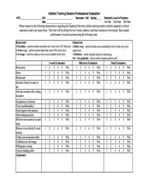 Athletic Training Student Professional Evaluation