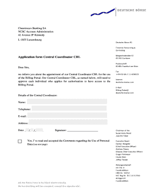 Central Coordinator Application Form