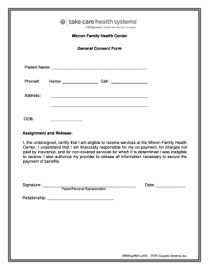 Micron Family Health Center General Consent Form