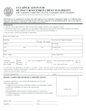 California Cross Enrollment Application