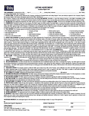 Exclusive Right to Sell Listing Agreement