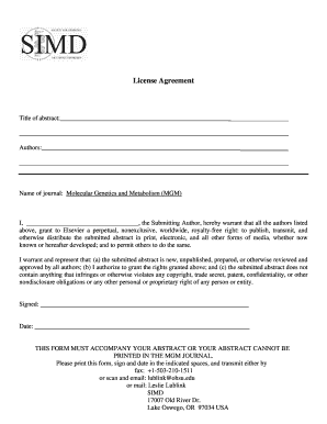 License Agreement for Abstract Submission