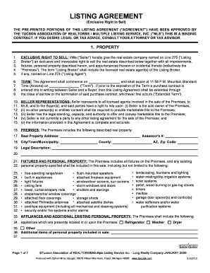 Exclusive Right to Sell Listing Agreement