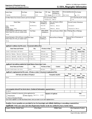 USCIS Form G-325A Biographic Information