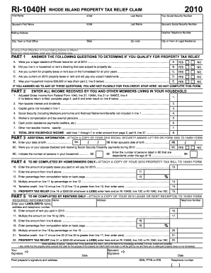 Rhode Island Property Tax Relief Claim