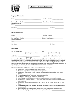 Affidavit of Domestic Partnership