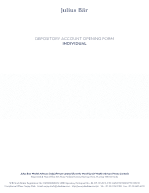 Julius Baer Depository Account Opening Form