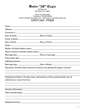 Obituary Form