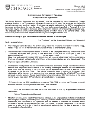 Supplemental Retirement Program Salary Reduction Agreement