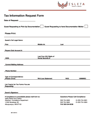 Tax Information Request Form