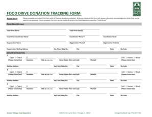 Donation tracking template - FOOD DRIVE DONATION TRACKING FORM - myfooddrive