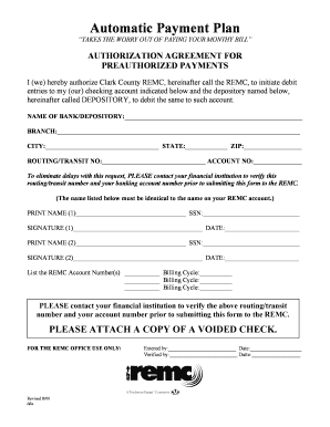 Automatic Payment Plan Authorization Agreement