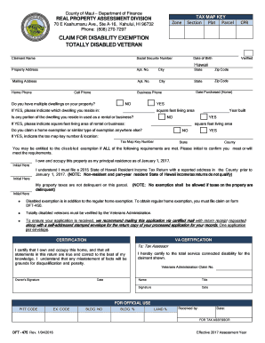 Hawaii Disability Exemption Form for Veterans