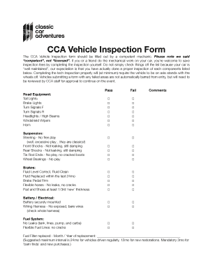 CCA Vehicle Inspection Form