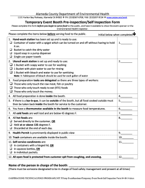 Temporary Event Booth Self Inspection Form
