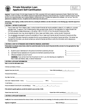 Private Education Loan Applicant Self-Certification
