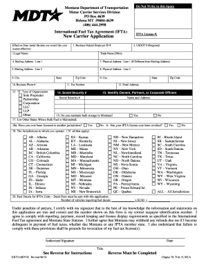 Montana IFTA License Application