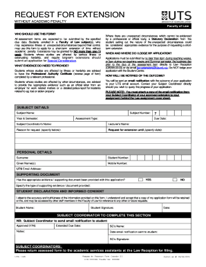 UTS Law Request for Extension Form