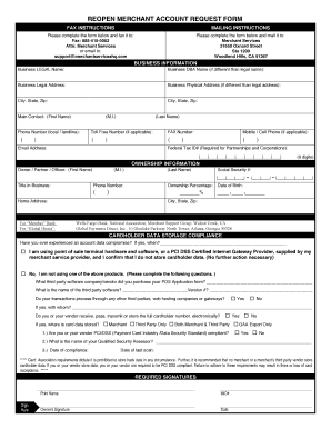 Reopen Merchant Account Request Form