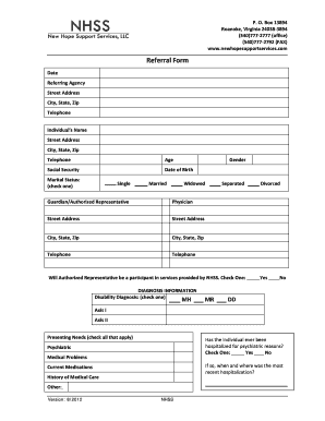 Referral Form for Mental Health Services
