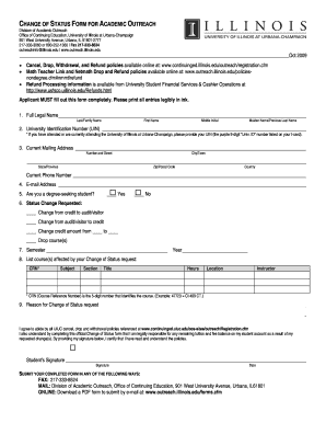 Change of Status Form for Academic Outreach