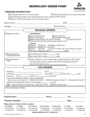 Neurology Infusion Order Form