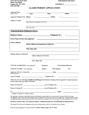 Alarm Permit Application