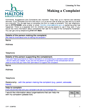 Listening To You Complaint Form