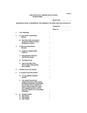 Non-Resident Life Insurance Proposal Form