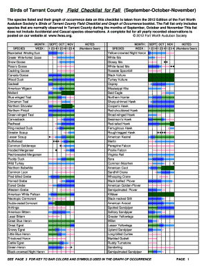 Birds of Tarrant County Field Checklist for Fall