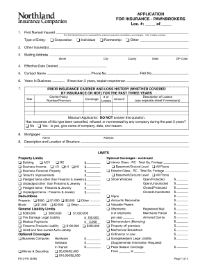 Insurance Application for Pawnbrokers
