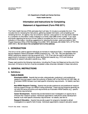 Statement of Appointment Form PHS 2271