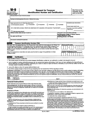 Form W-9 Request for Taxpayer Identification Number and Certification