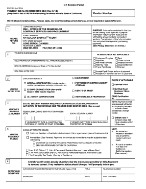 California Vendor Data Record Form
