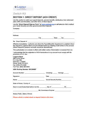 Switch Kit Direct Deposit Authorization
