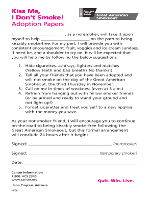 Adoption Papers for Smoke-Free Commitment