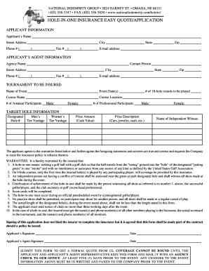 Hole-in-One Insurance Application