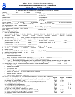 US Child Care Center Insurance Application