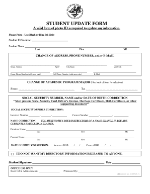Student Update Form