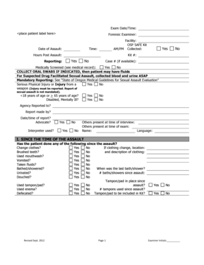 OSP SAFE Kit Forensic Examiner Form