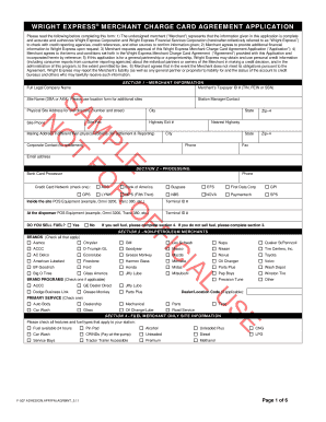 Wright Express Merchant Charge Card Agreement Application