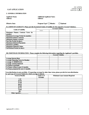 GAP Insurance Application Form