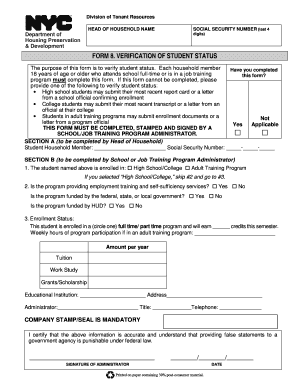 Verification of Student Status Form