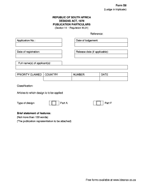 South Africa Design Registration Form
