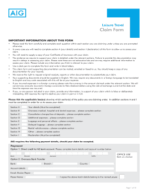 Leisure Travel Claim Form