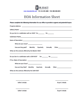 HOA Information Sheet